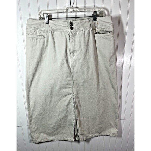 Faded Glory Denim Tan /Beige Maxi Slit  Jean Skirt 18 Modesty - Picture 1 of 9